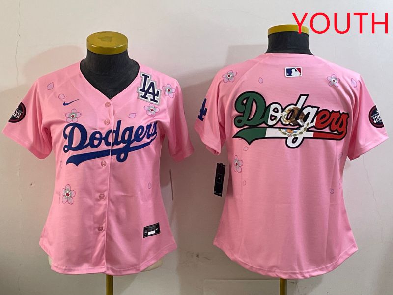 Youth Los Angeles Dodgers Blank Pink Sakura Edition 2025 Nike MLB Jersey style 10